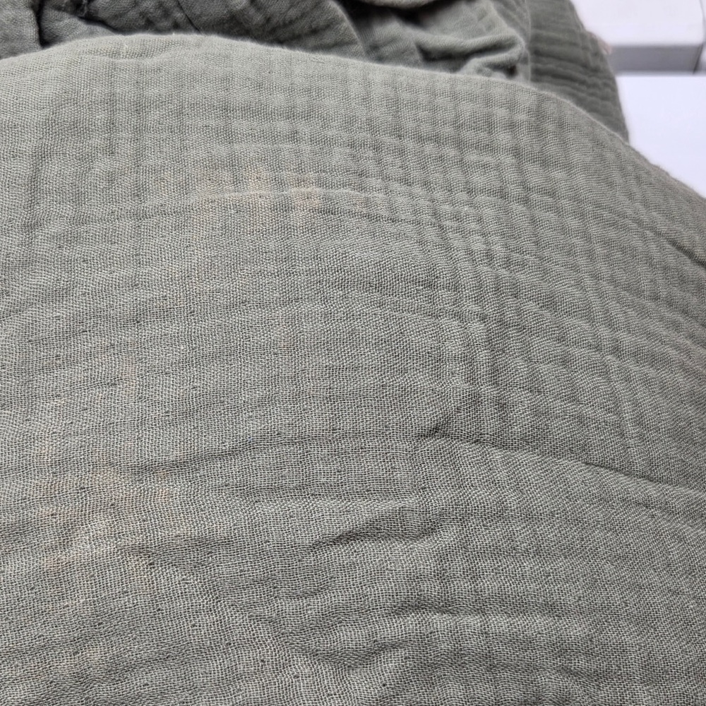QUINCE Organic Airy Gauze Duvet Cover Set Full/Queen Olive 6664 - Picture 11 of 13